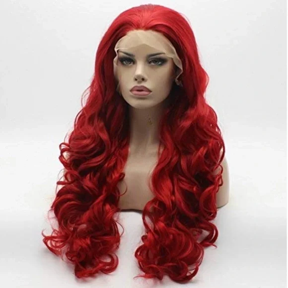 ?VERONICA 26” RED BODY WAVY LACE FRONT WIG? *NWT Amazon.com : Avolo Red Lace Front Wigs Human Hair 13x4 Red  main image 3